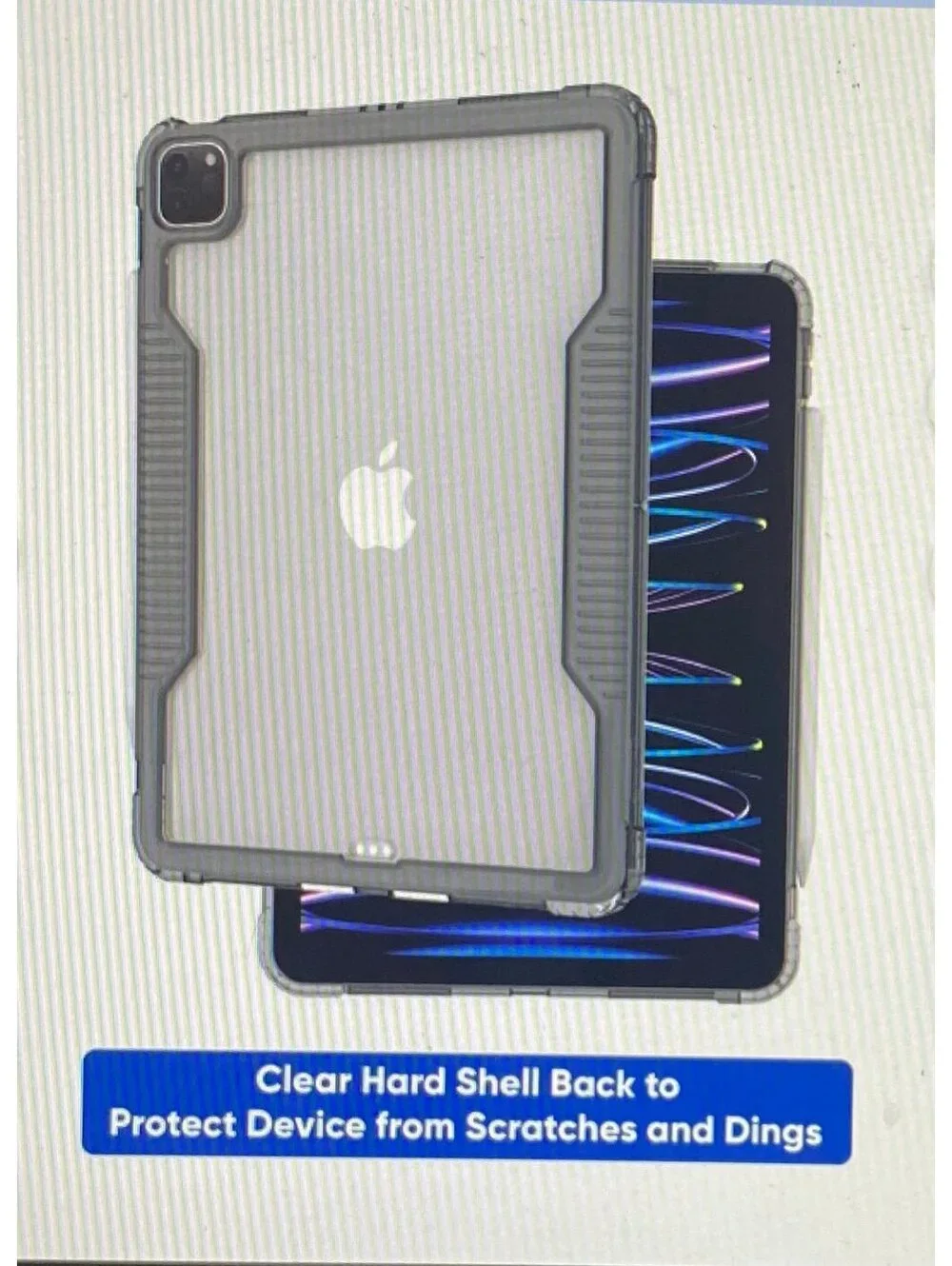 Onn Slim Rugged Tablet Case for iPad Pro 11” and iPad Air 10.9” Gray/Clear